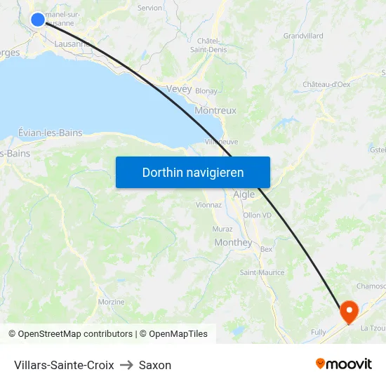 Villars-Sainte-Croix to Saxon map
