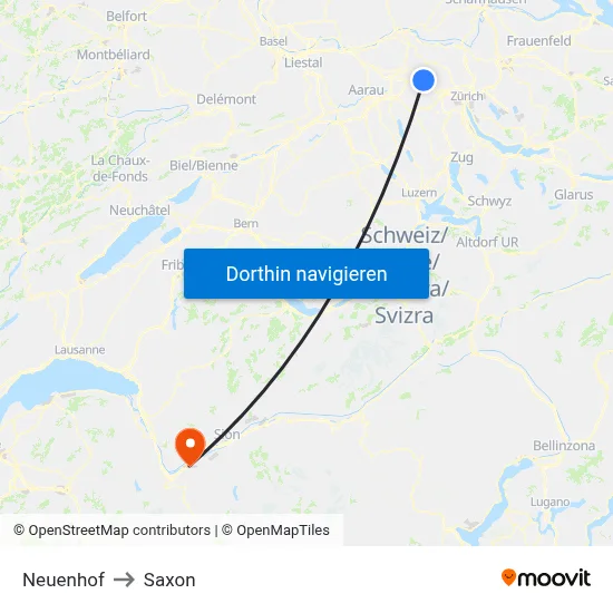 Neuenhof to Saxon map