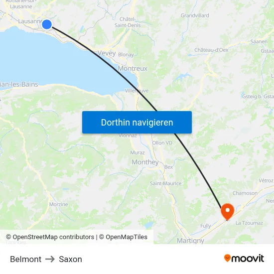 Belmont to Saxon map