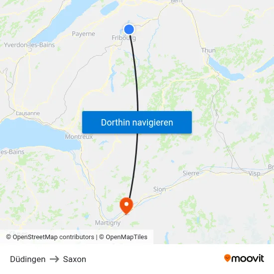 Düdingen to Saxon map