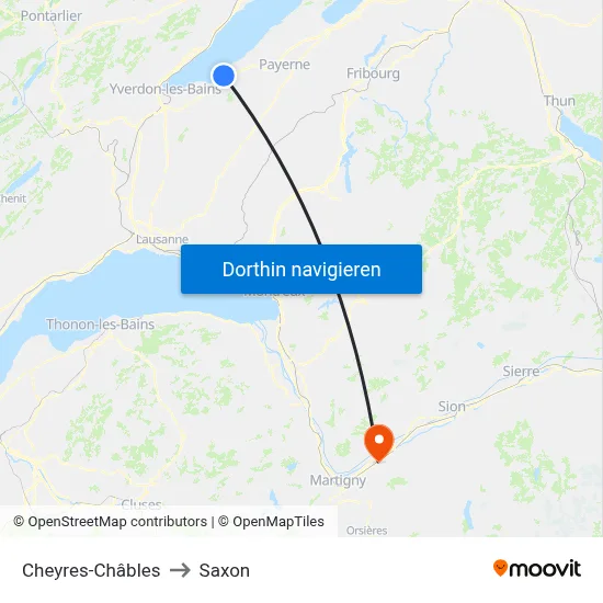 Cheyres-Châbles to Saxon map