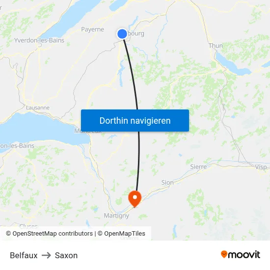 Belfaux to Saxon map