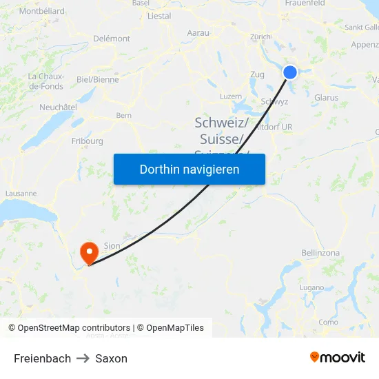 Freienbach to Saxon map