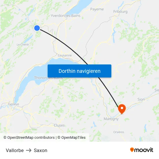 Vallorbe to Saxon map
