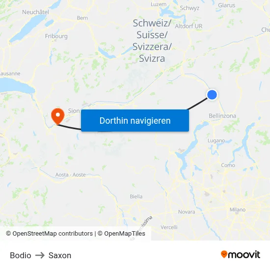 Bodio to Saxon map