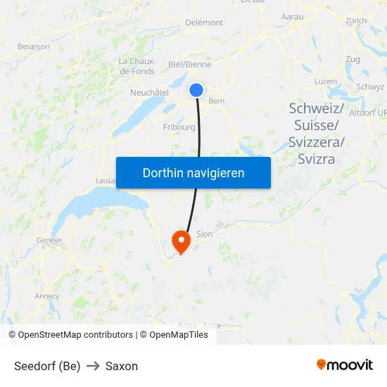Seedorf (Be) to Saxon map