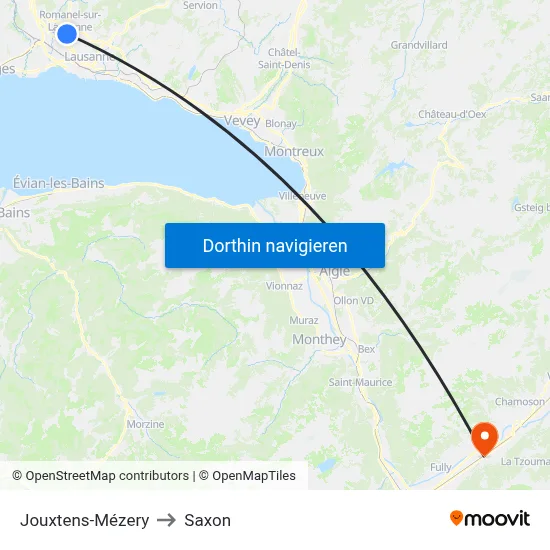 Jouxtens-Mézery to Saxon map