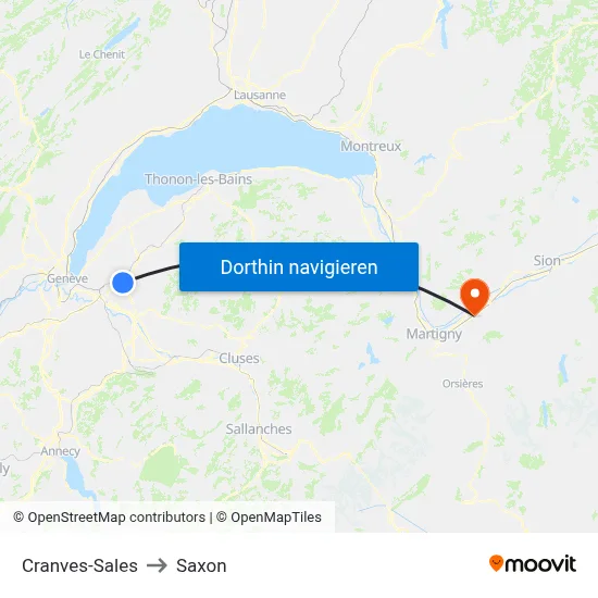 Cranves-Sales to Saxon map
