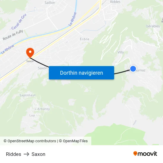 Riddes to Saxon map