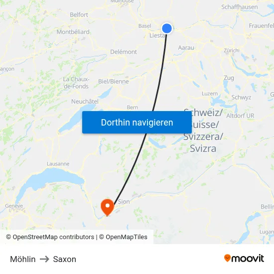 Möhlin to Saxon map