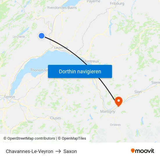 Chavannes-Le-Veyron to Saxon map