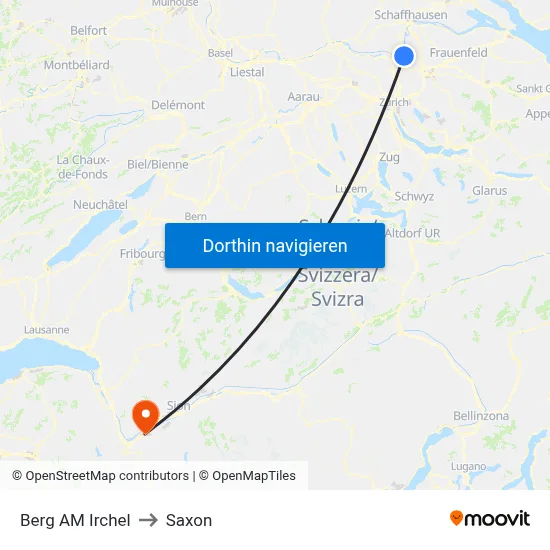 Berg AM Irchel to Saxon map