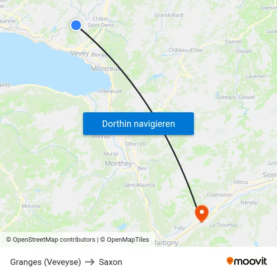Granges (Veveyse) to Saxon map
