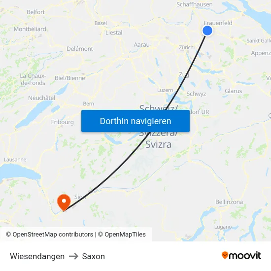 Wiesendangen to Saxon map
