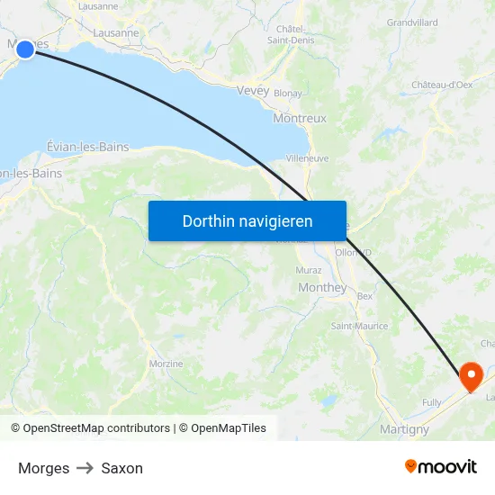 Morges to Saxon map