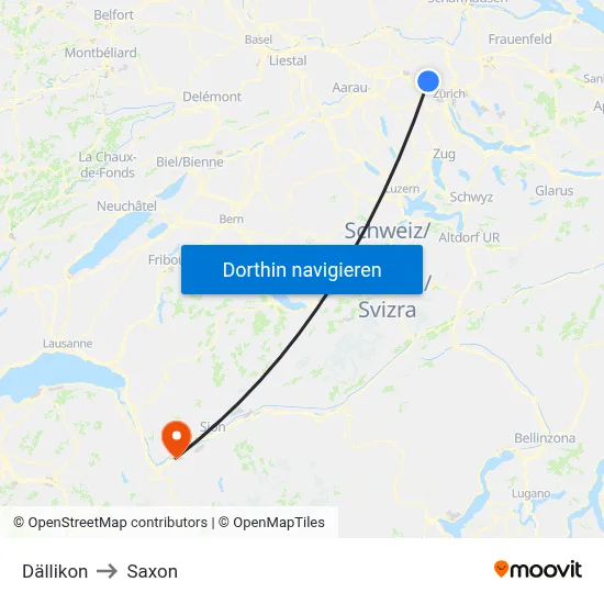 Dällikon to Saxon map