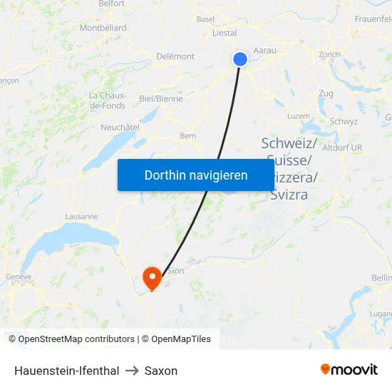 Hauenstein-Ifenthal to Saxon map