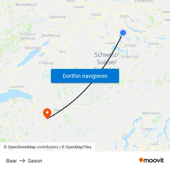 Baar to Saxon map