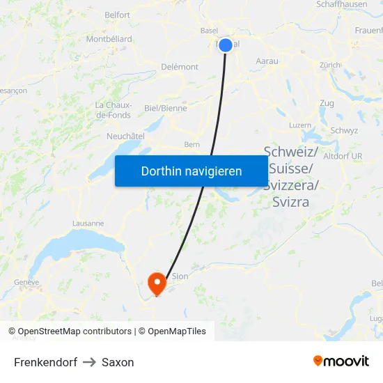 Frenkendorf to Saxon map