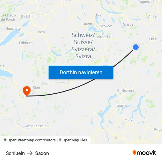 Schluein to Saxon map