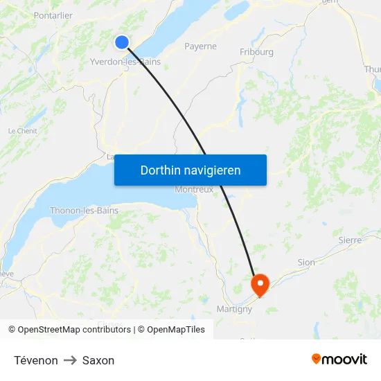 Tévenon to Saxon map