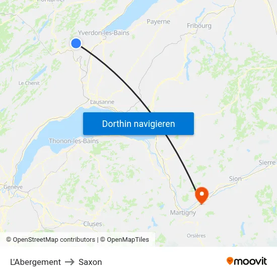 L'Abergement to Saxon map