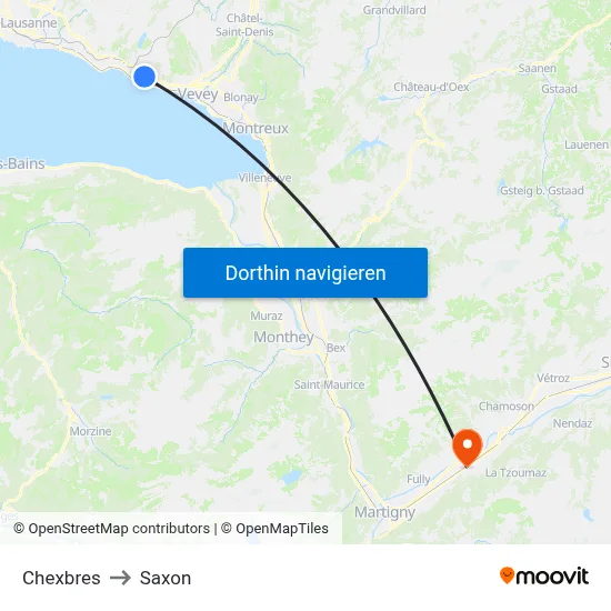 Chexbres to Saxon map