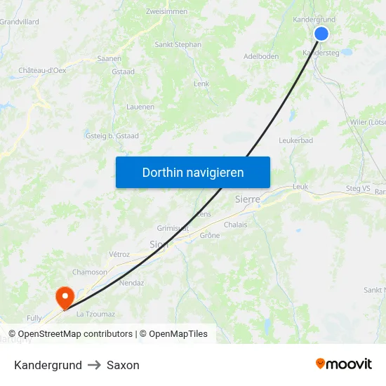 Kandergrund to Saxon map