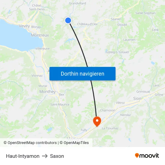 Haut-Intyamon to Saxon map