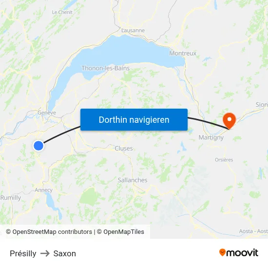 Présilly to Saxon map