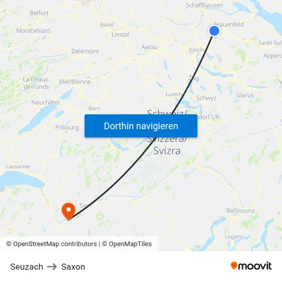 Seuzach to Saxon map