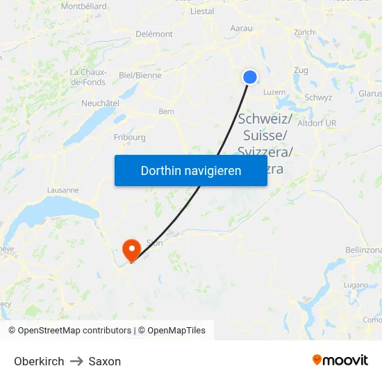 Oberkirch to Saxon map
