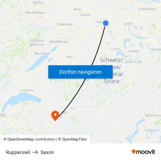 Rupperswil to Saxon map