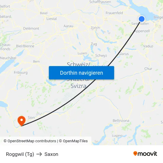 Roggwil (Tg) to Saxon map