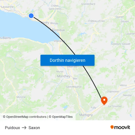Puidoux to Saxon map