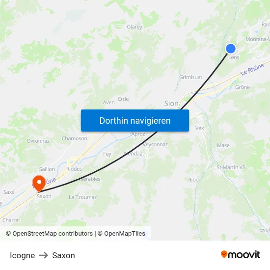 Icogne to Saxon map
