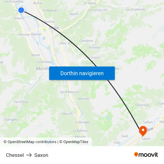 Chessel to Saxon map