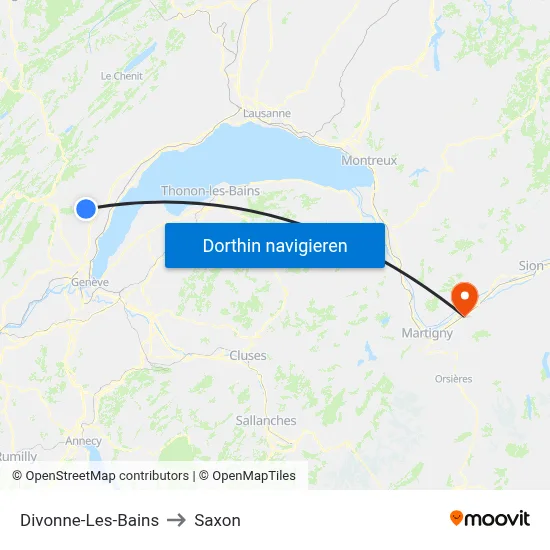 Divonne-Les-Bains to Saxon map