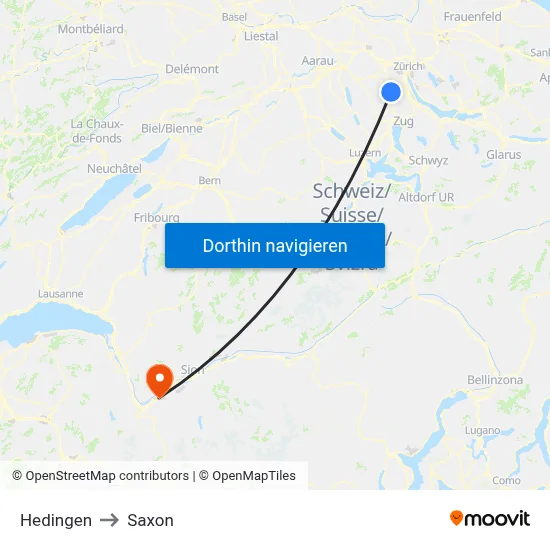 Hedingen to Saxon map