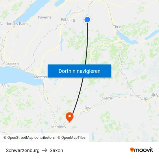 Schwarzenburg to Saxon map