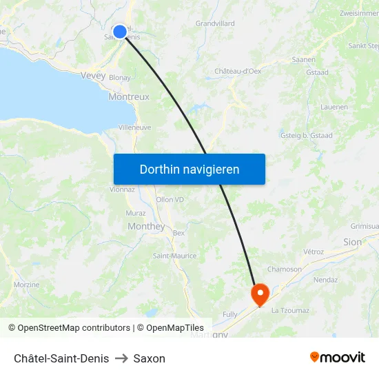 Châtel-Saint-Denis to Saxon map