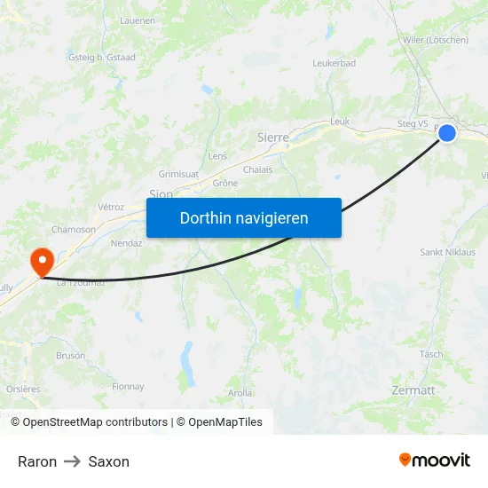 Raron to Saxon map