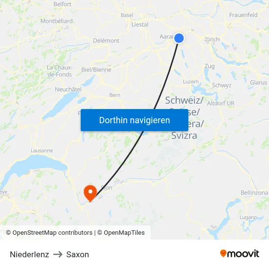 Niederlenz to Saxon map