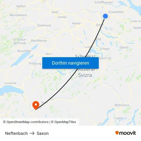Neftenbach to Saxon map