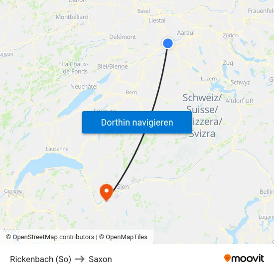Rickenbach (So) to Saxon map