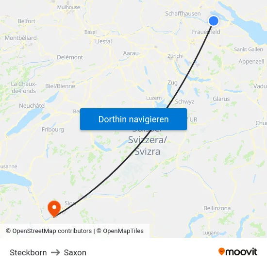 Steckborn to Saxon map