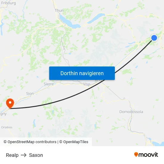 Realp to Saxon map