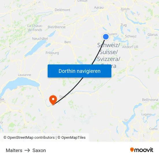 Malters to Saxon map