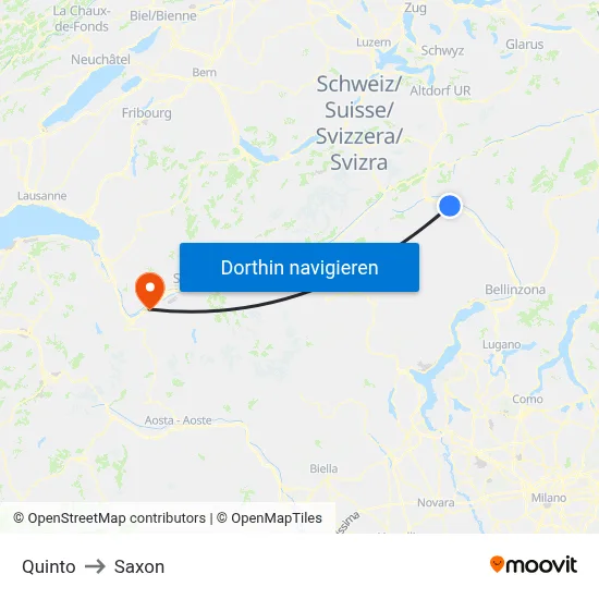 Quinto to Saxon map