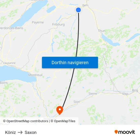 Köniz to Saxon map
